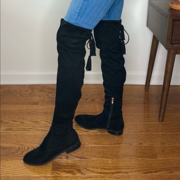 Marc Fisher Over-The-Knee Suede Boots With Tassels - Picture 8 of 17